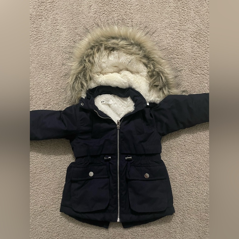 Navy Blue H&M Toddler Girls Parka